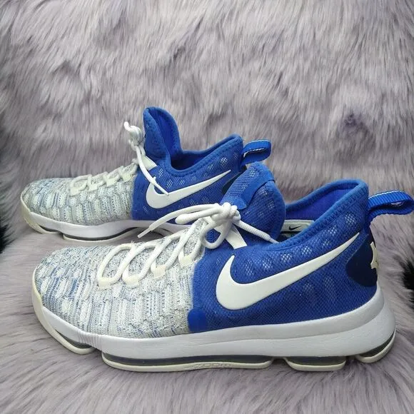 Nike KD 9 Kevin Durant Sneakers Mens Size 9.5 White Blue 843392-411