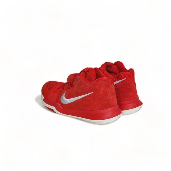 Nike Kyrie 3 Big Kids Basketball Sneakers in University Red Wolf Grey Size 2 Y