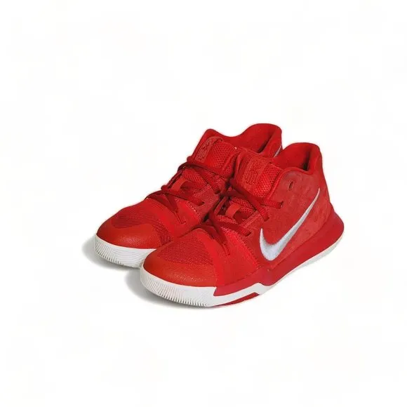 Nike Kyrie 3 Big Kids Basketball Sneakers in University Red Wolf Grey Size 2 Y