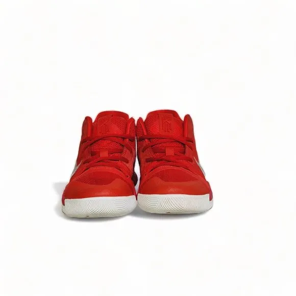 Nike Kyrie 3 Big Kids Basketball Sneakers in University Red Wolf Grey Size 2 Y