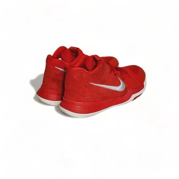 Nike Kyrie 3 Big Kids Basketball Sneakers in University Red Wolf Grey Size 2 Y