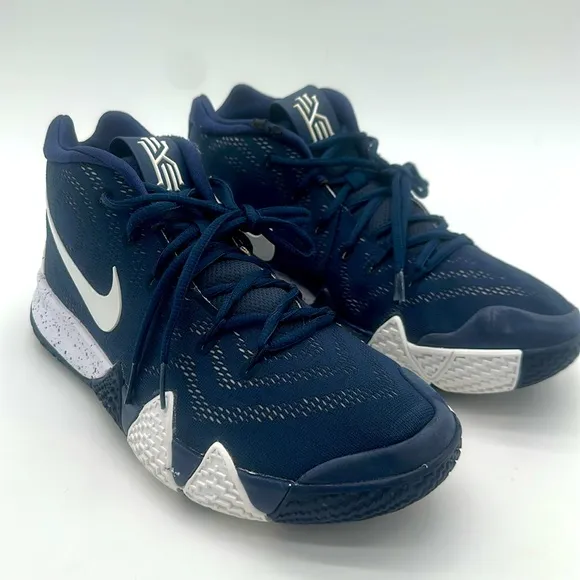 Nike Kyrie 4 TB Basketball Shoes Midnight Navy &amp; White Mens Size 10 AV2296-402