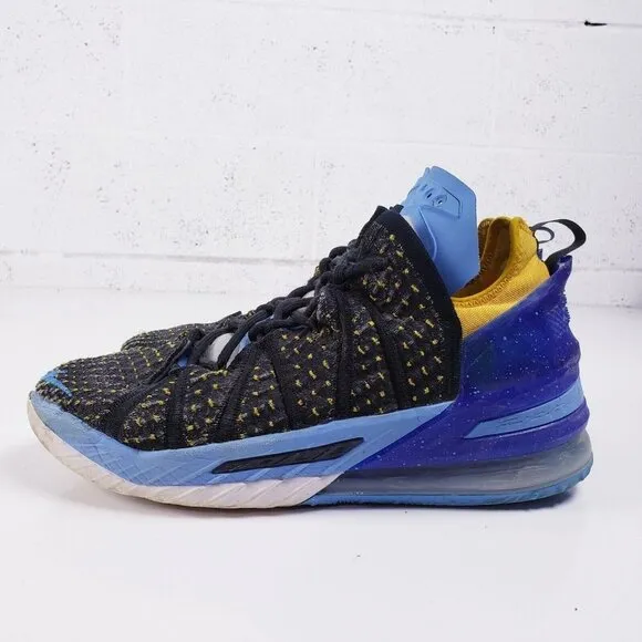 Nike Lebron XVIII 18 Retro Lakers Heritage CQ9283-006 Black Blue Shoes Size 9