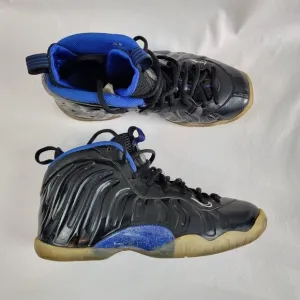 Nike Little Posite Foamposite Shoes Boys Size 4.5Y Black Blue Space Jam Sneakers