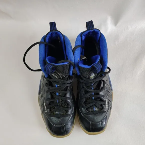 Nike Little Posite Foamposite Shoes Boys Size 4.5Y Black Blue Space Jam Sneakers