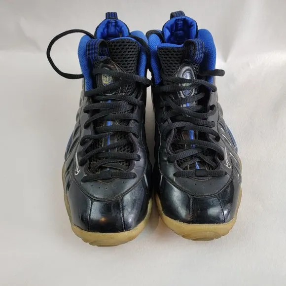 Nike Little Posite Foamposite Shoes Boys Size 4.5Y Black Blue Space Jam Sneakers