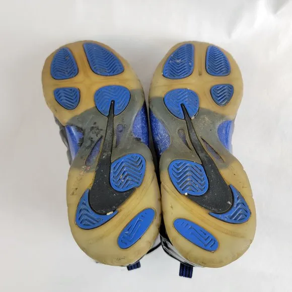 Nike Little Posite Foamposite Shoes Boys Size 4.5Y Black Blue Space Jam Sneakers