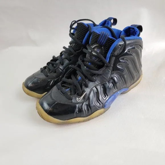 Nike Little Posite Foamposite Shoes Boys Size 4.5Y Black Blue Space Jam Sneakers