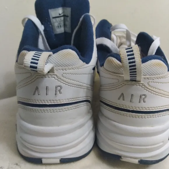 Nike Men's AIR MONARCH White &amp; Blue Athletic Shoes Sneakers Size 11 Clean