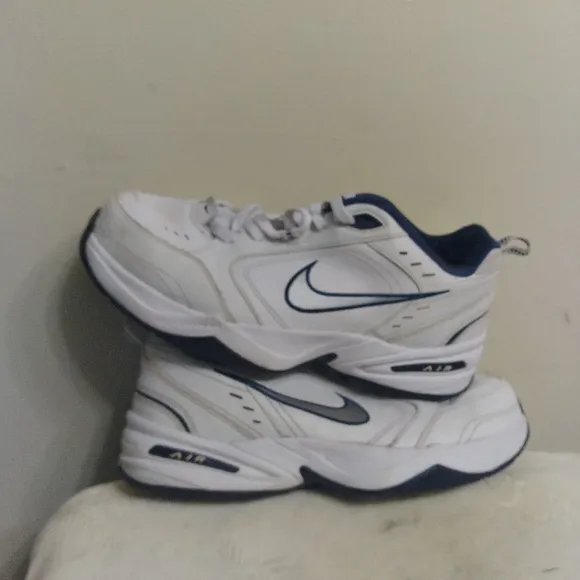 Nike Men's AIR MONARCH White &amp; Blue Athletic Shoes Sneakers Size 11 Clean