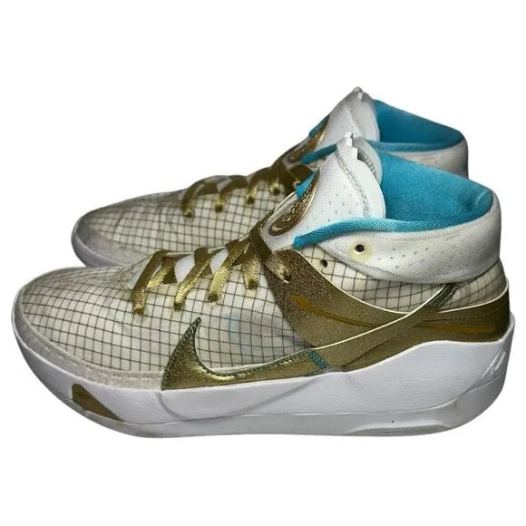 Nike Men’s Size 8.5 White Gold KD13 EYBL Shoes Sneakers DA0895-102