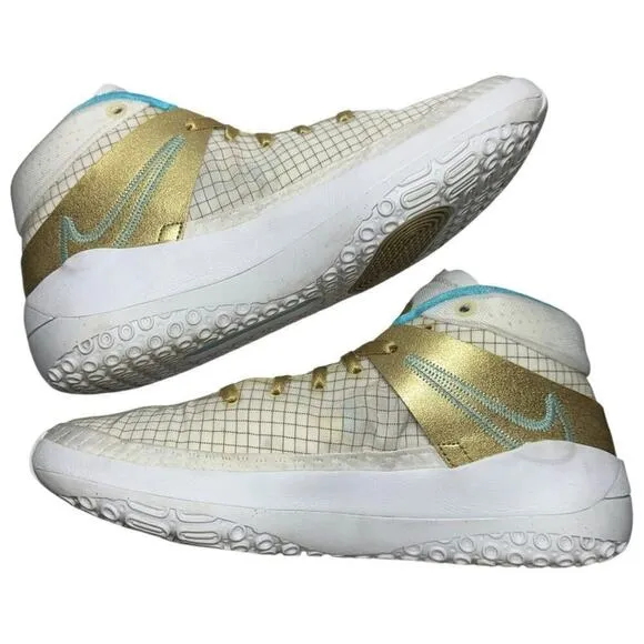 Nike Men’s Size 8.5 White Gold KD13 EYBL Shoes Sneakers DA0895-102