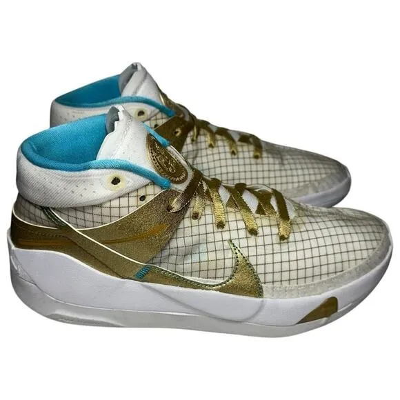 Nike Men’s Size 8.5 White Gold KD13 EYBL Shoes Sneakers DA0895-102