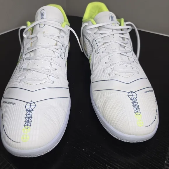 NIKE MERCURIAL VAPOR White and Neon Green Athletic Shoes