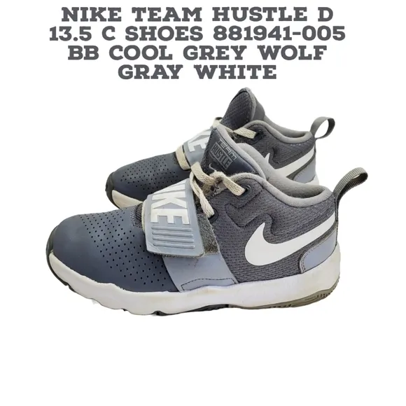 Nike Shoes 13.5 C Team Hustle D   881941-005 BB Cool Grey Wolf Gray White