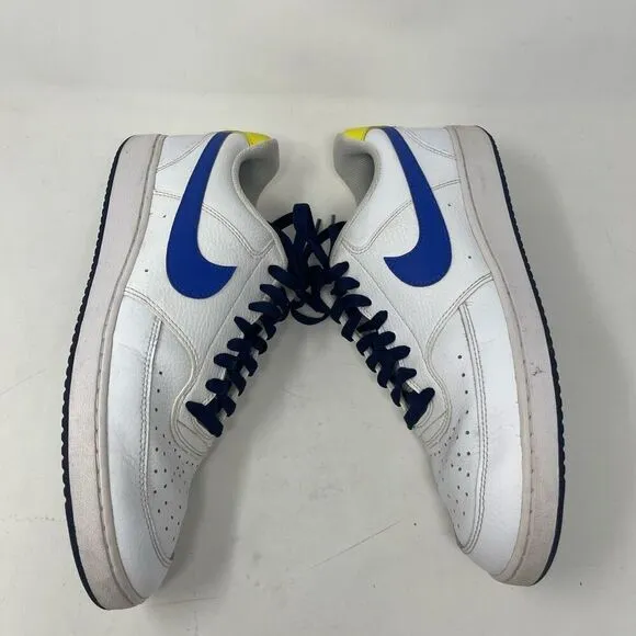 Nike White Blue Void Court Vision Low Casual Sneakers Shoes Size 10.5