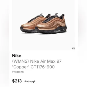 Nike wmns Air Max 97 “Copper”, limited edition, sz 8. Resale value $213 
