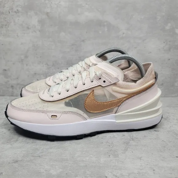 Nike Womens Running Shoes Size 8.5 Low Pink Copper Waffle One Lace Up Sneakers