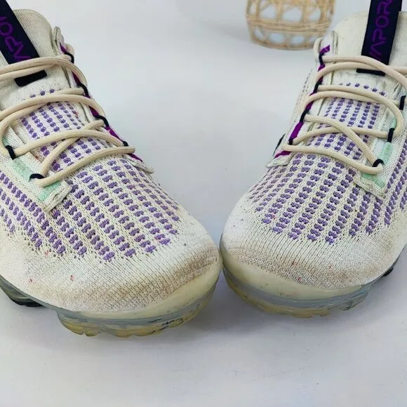 Nike Youth Vapormax Air Max Flyknit White Mesh Sneakers Shoes Size 4Y