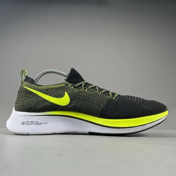 Nike Zoom Fly Flyknit Mens Size 10 Black Volt Running Shoes Athletic Sneaker EUC