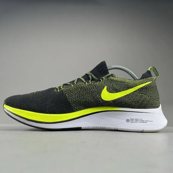 Nike Zoom Fly Flyknit Mens Size 10 Black Volt Running Shoes Athletic Sneaker EUC