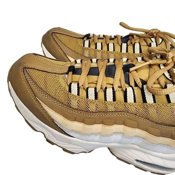 Nike Boys Girls Shoes, Nike Air Max 95 (GS) Wheat/Beige/Tan Running Sneakers, 6Y