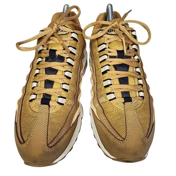 Nike Boys Girls Shoes, Nike Air Max 95 (GS) Wheat/Beige/Tan Running Sneakers, 6Y