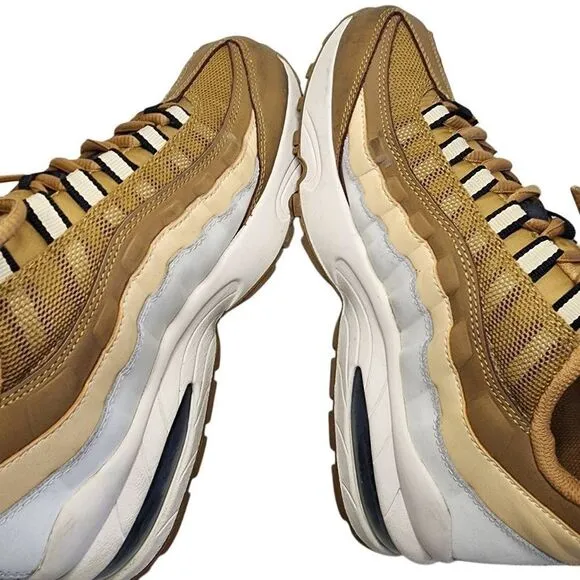 Nike Boys Girls Shoes, Nike Air Max 95 (GS) Wheat/Beige/Tan Running Sneakers, 6Y