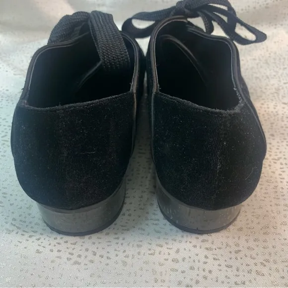 NINE WEST Womens Noceda Almond Lace-up Velvety-Toe Black Shoes 10M