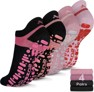 Non Slip Socks for Women, Anti-Skid Pilates, Barre, Hospital Socks with Grips, Size 5-10