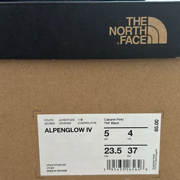 NORTH FACE Alpenglow IV Waterproof boots Youth sz5 Cabaret PINK