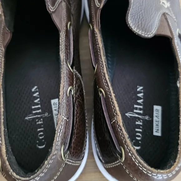 NWOB COLE HAAN Nike Air Sail Men's Brown Leather Slip-On Boat Shoes
