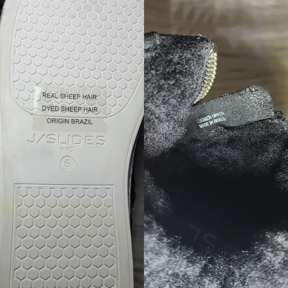 NWOB|J/Slides Lottie Black Suede Shearling Sneakers, 6