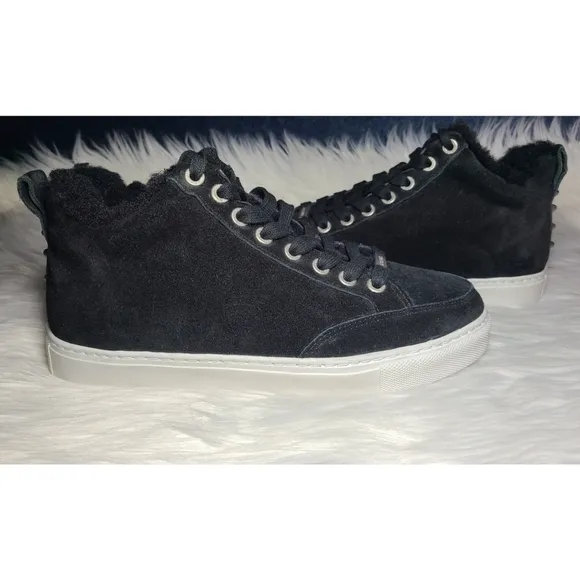 NWOB|J/Slides Lottie Black Suede Shearling Sneakers, 6