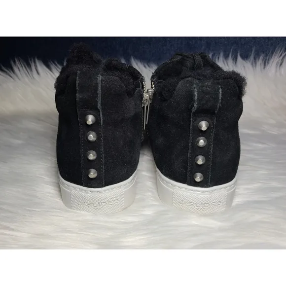 NWOB|J/Slides Lottie Black Suede Shearling Sneakers, 6