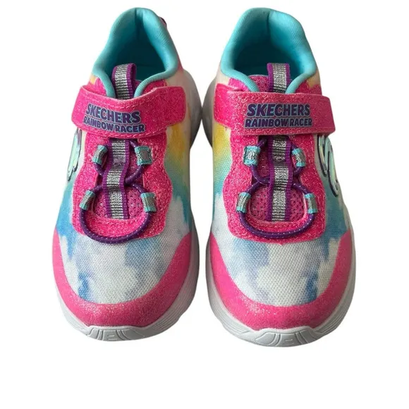 NWOT Skechers Girls Light Up Athletic Shoes in Pink/Multi Colors size 7c