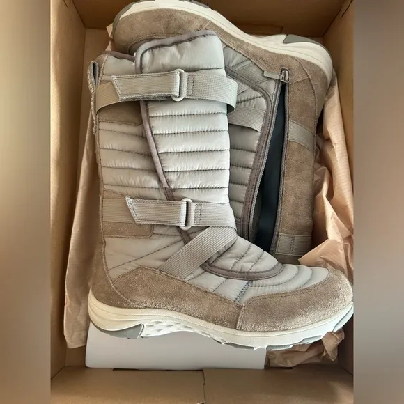 💋NWT MERRELL APPROACH SPORT TALL ZIP WATERPROOF FAUX FUR BOOTS Brindle 10