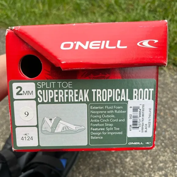 NWT O'NEILL Superfreak Tropical ST Boot Charcoal/ Black Aquatic Shoes Sz 9