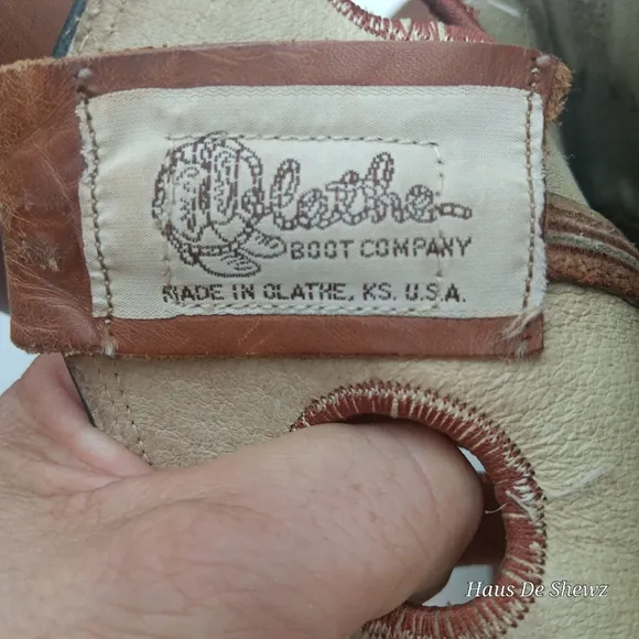 Olathe leather cowboy boots men’s 8