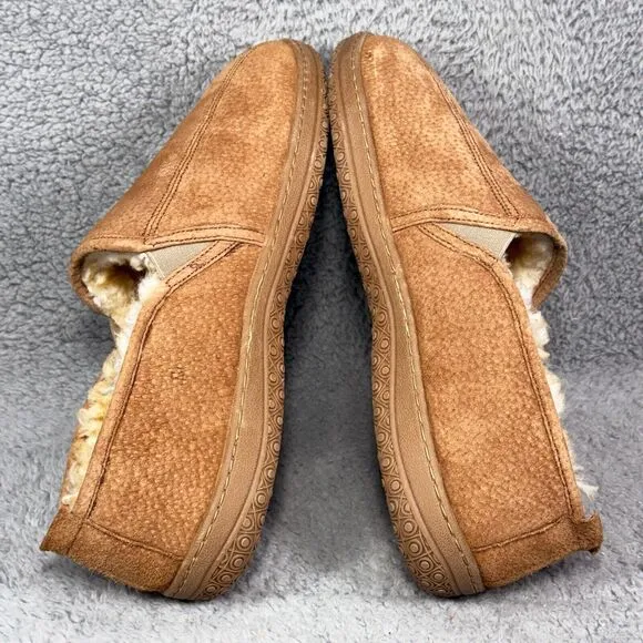 Old Friend Romeo Mens Size 16 Slipper Shoes Chestnut Brown Leather Sheepskin