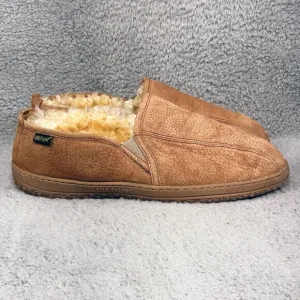 Old Friend Romeo Mens Size 16 Slipper Shoes Chestnut Brown Leather Sheepskin