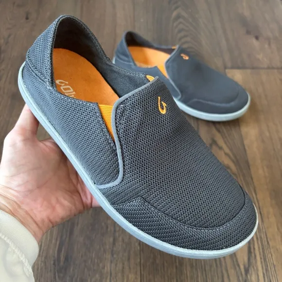 Olukai Nohea Mesh Mens Size 8.5 Gray Mesh Slip On Casual Shoes Loafers
