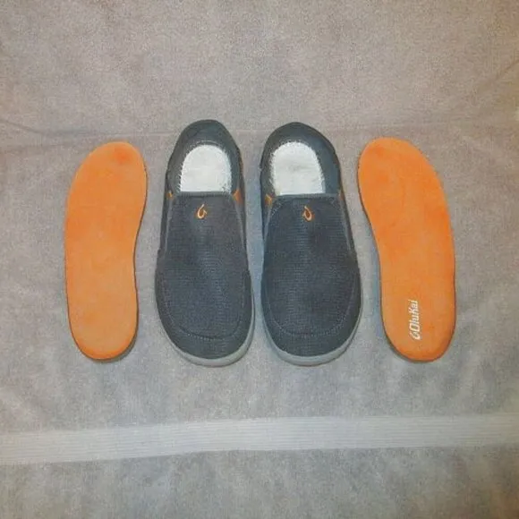 Olukai NOHEA Mesh Size 11 SHOES Folding Heel SLIP ON Slide GEL Dark Shadow