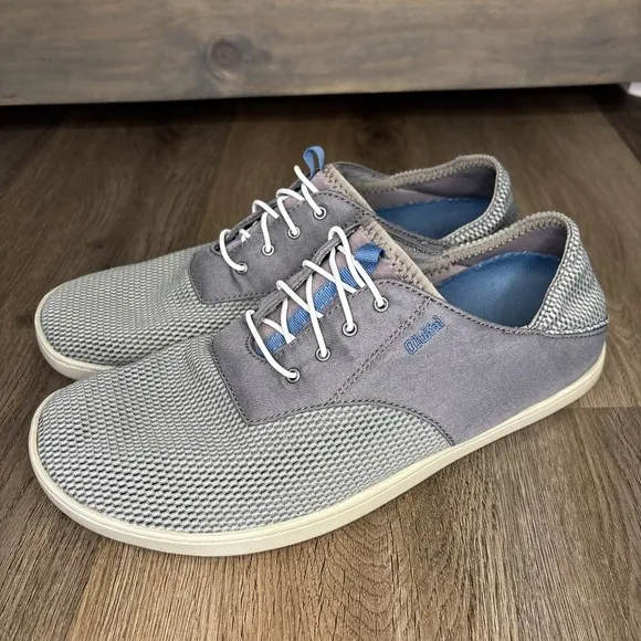 Olukai Sneakers Nohea Moku Mesh Boat Shoes Gray Men's 10 M 10283-7B26 Drop‎ Heel