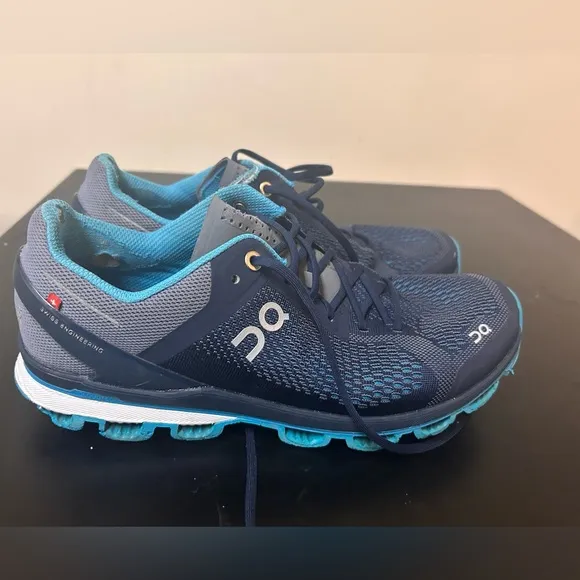 On Cloud Shoes Mens Size 8 Cloudsurfer Running Sneaker Blue Mesh Workout Active