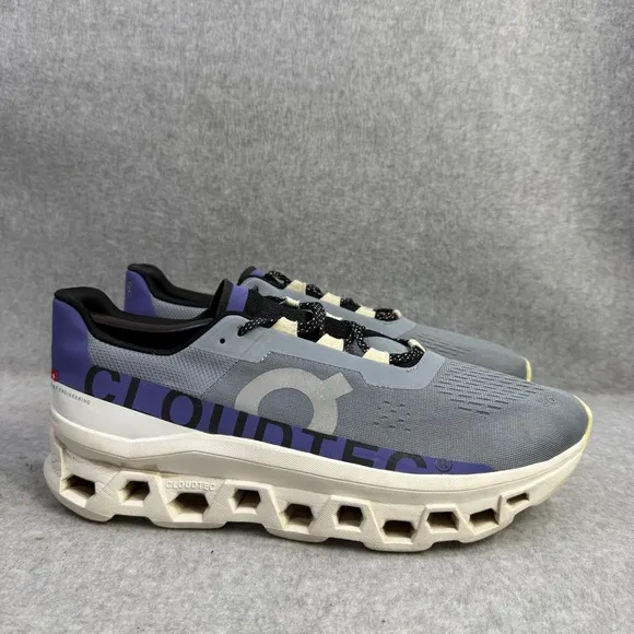 On Running Shoes Mens Size 12 Cloudmonster Blue White Comfort Athletic Sneakers