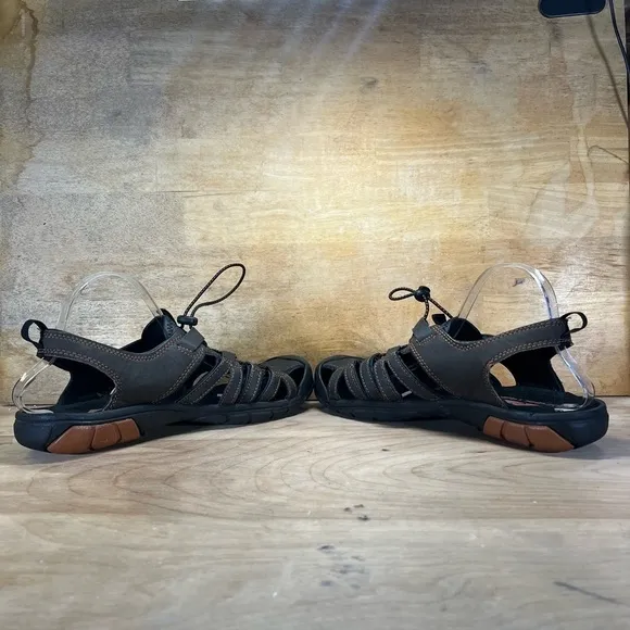 Ozark Trail Mens Size 11 Faux Leather Closed Toe Outdoor Sandals Brown Orange