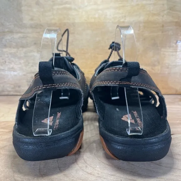 Ozark Trail Mens Size 11 Faux Leather Closed Toe Outdoor Sandals Brown Orange