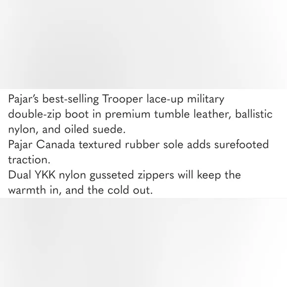 Pajar Boots Trooper 2.0 Black Leather Winter  Waterproof
