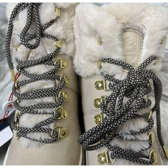 Pajar Canada‎ Women Waterproof WINTER Boots Oatmeal Leather Upper Sz 8.5 NWT